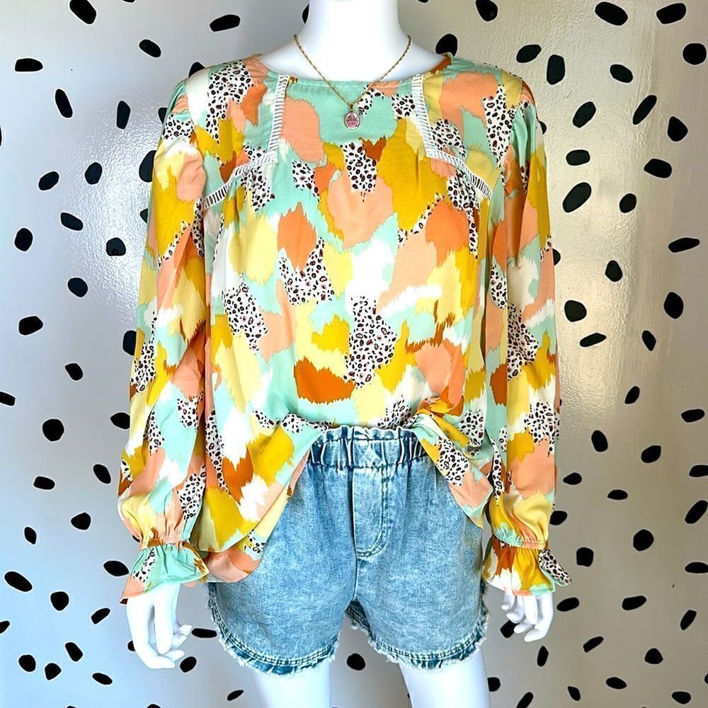 Abstract and Animal Print Boho Blouse